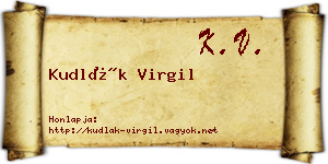 Kudlák Virgil névjegykártya